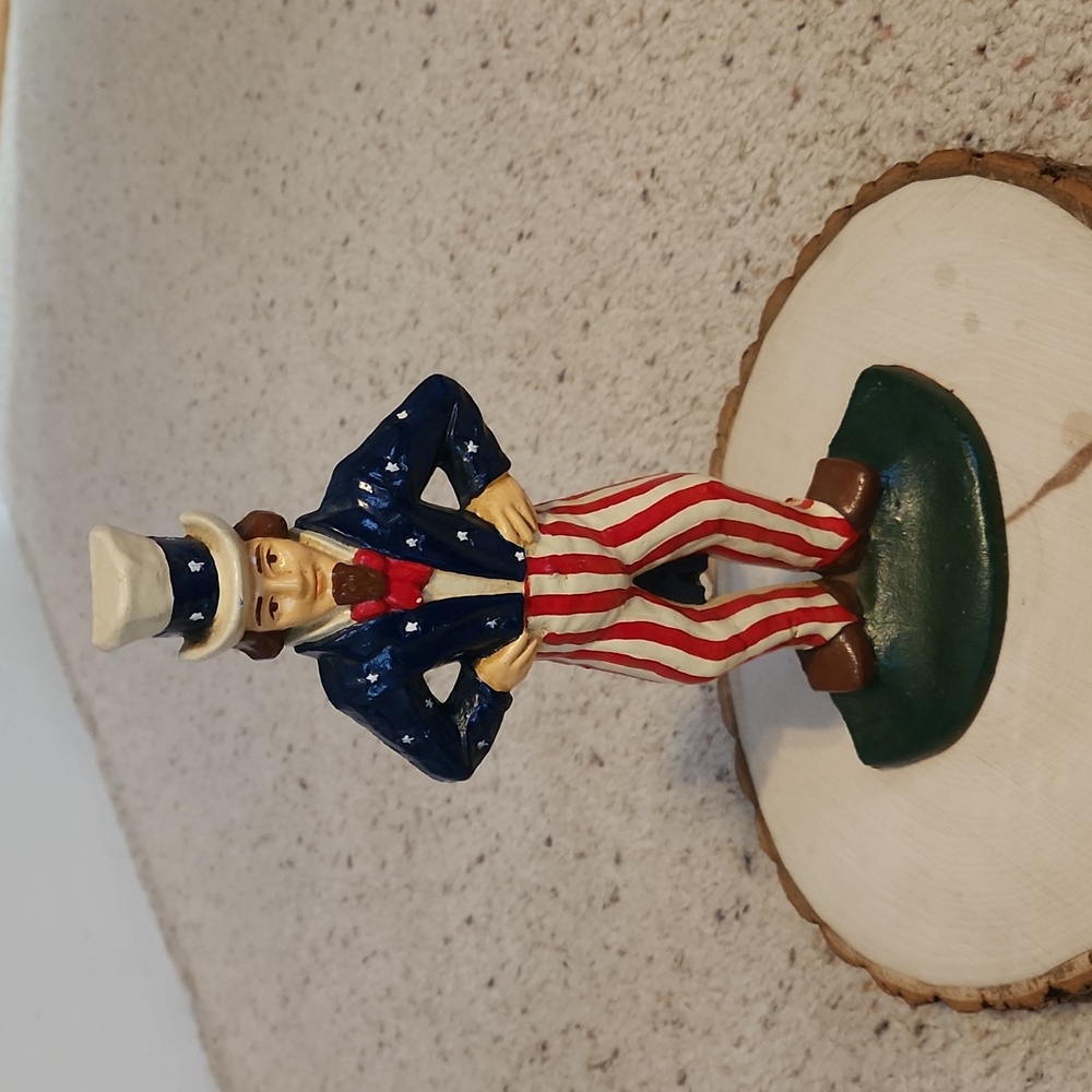 Vintage Americana Uncle Sam Design Cast Iron Metal Doorstop